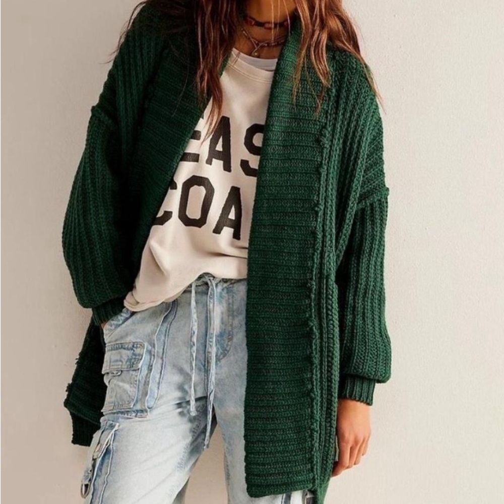 Free people we the free green cardigan